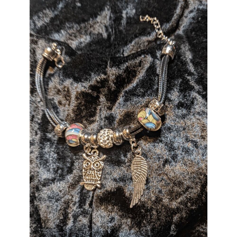 NEW CHUNS PANDORA LIKE BRACELET - OWL & WING